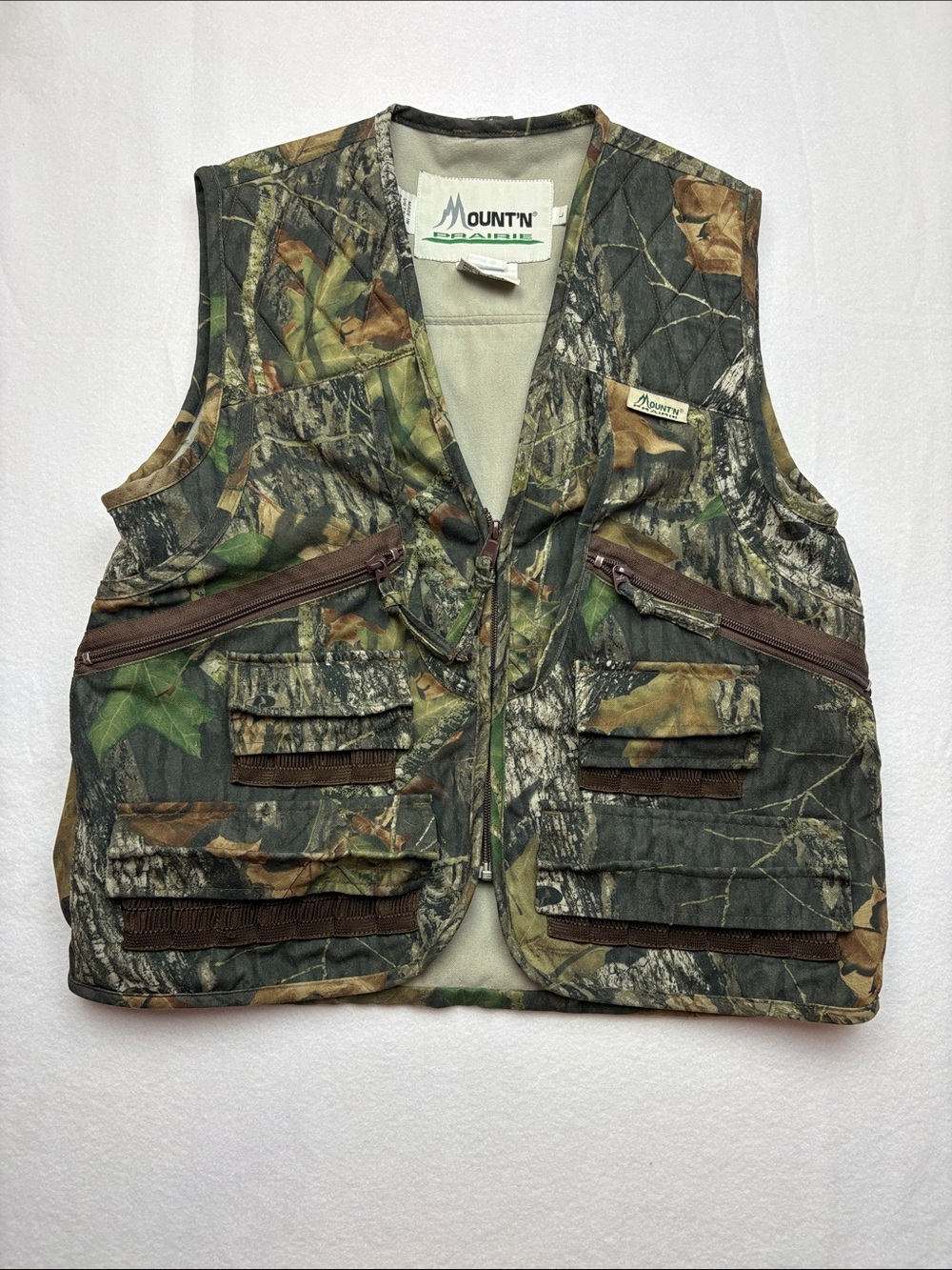 Mount'n prairie size large hunting Realtree Camo Utility Vest - Green/Brown